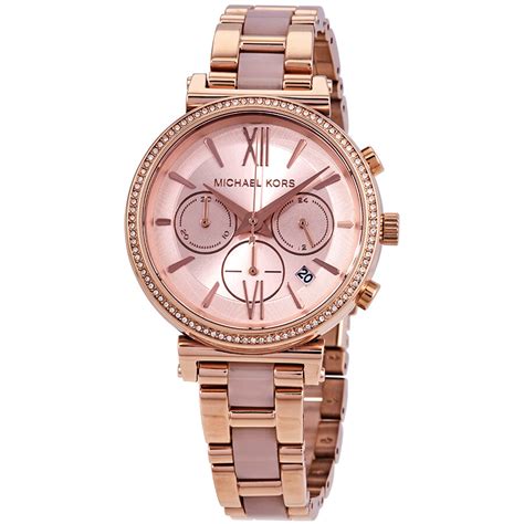 Michael Kors Sofie Chronograph Rose Dial Ladies 